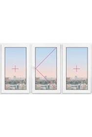 Трехстворчатое окно Rehau Blitz 1800x1800 - фото - 1